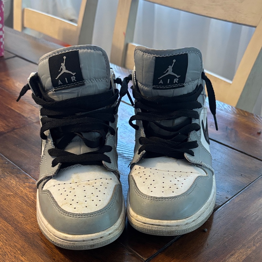 Nike Air Jordan Gray and White High-Top Sneakers size 6.5